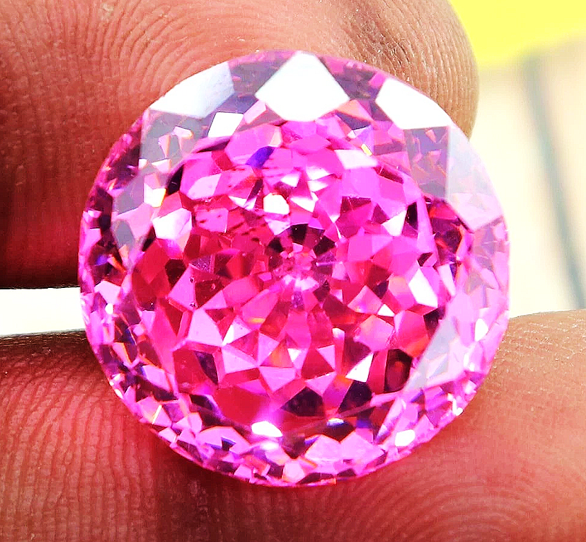 Fancy Vivid Pink Round Jubilee Cut Natural Zircon