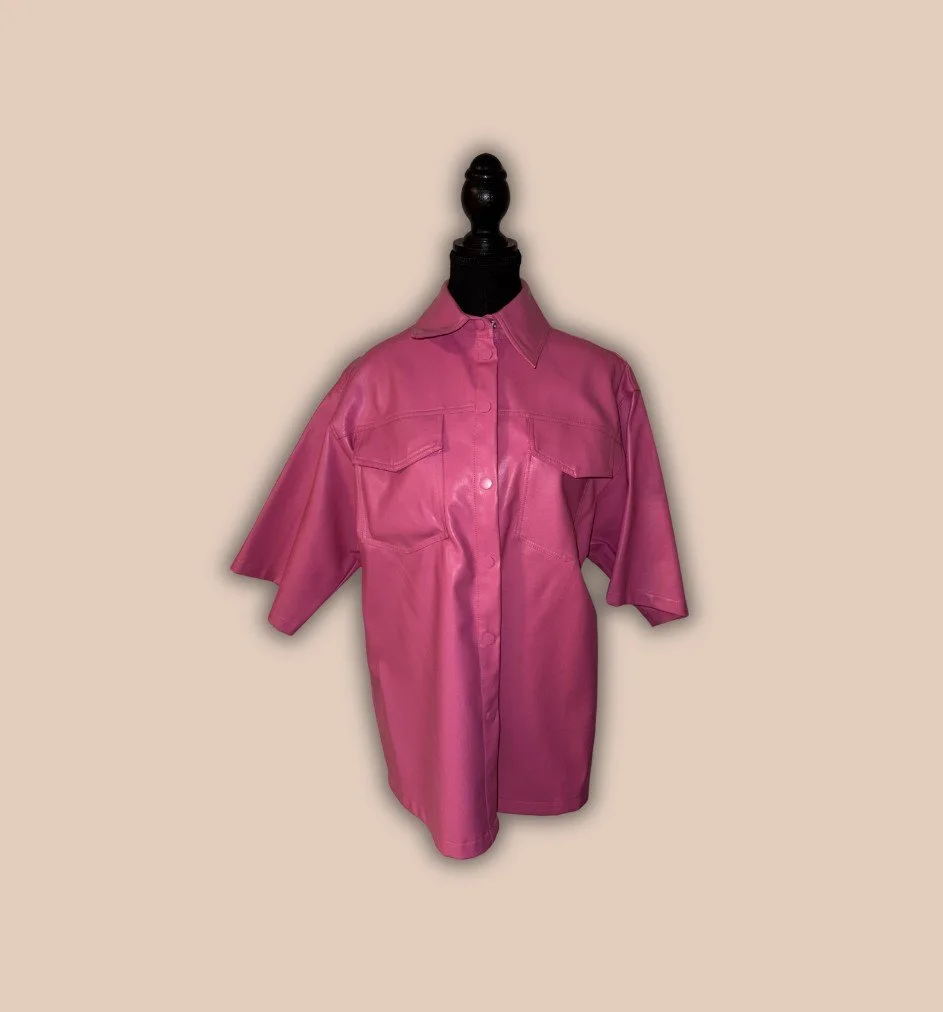 Pink Faux Leather Shirt