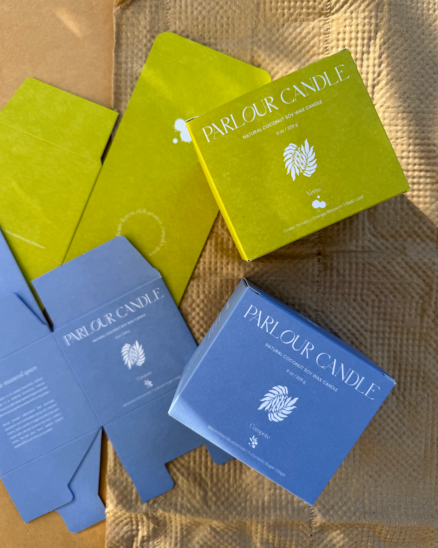Parlour Candle – Box Packaging & Color Development & Iconography Design