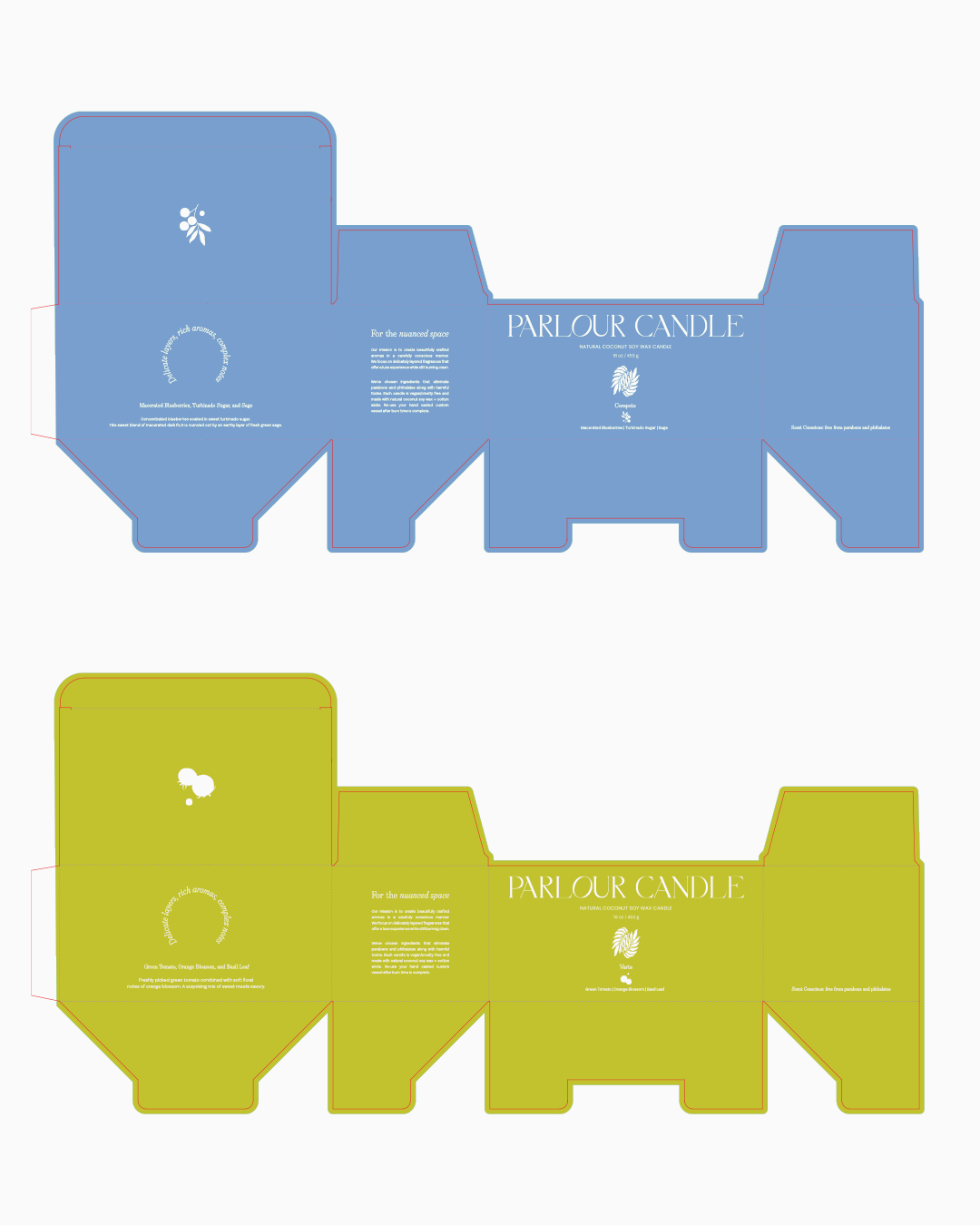 Parlour Candle – Box Packaging & Color Development & Iconography Design