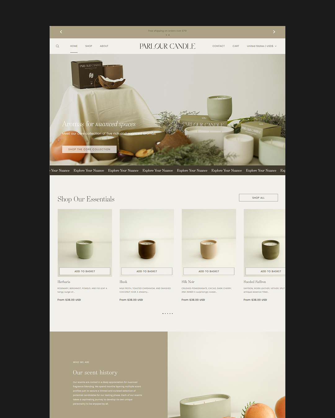 Parlour Candle - Branding & Packaging & Shopify Design + Development