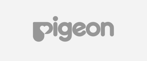 The word 'pigeon' written in lowercase letters with a heart shape in place of the letter 'p'.