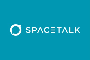 Spacetalk logo on a blue background.