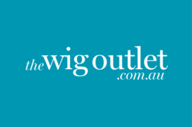 Blue background with white text reading 'the wig outlet.com.au'