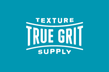 Logo with the words "Texture True Grit Supply" on a teal background