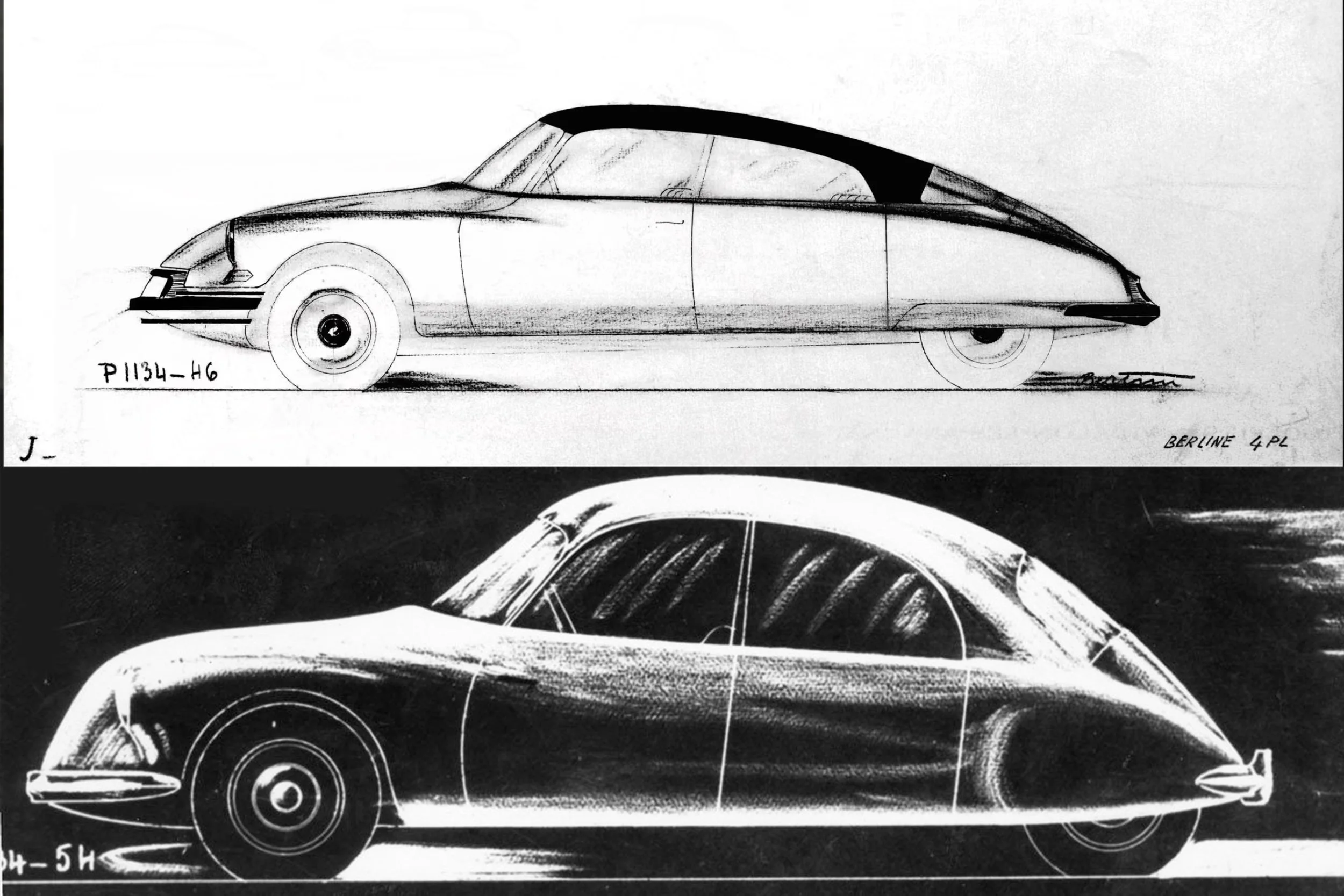 Bertoni Citroen DS drawings