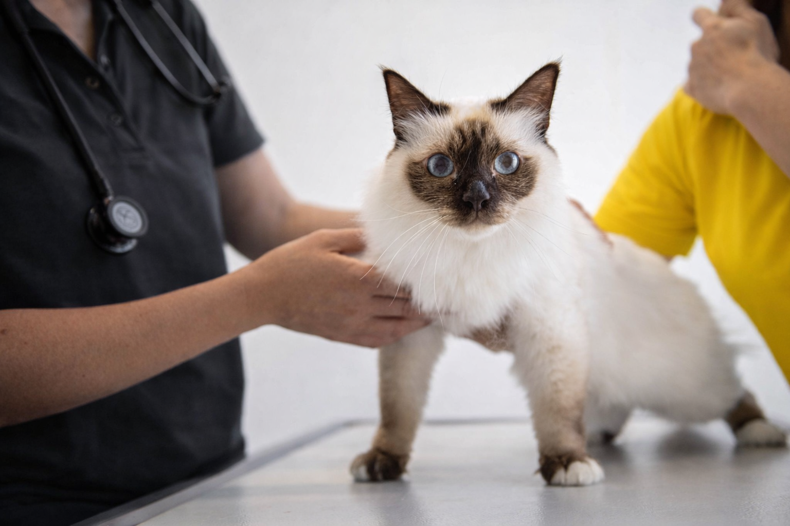 Katze wird von Tierärztin mit viel Einfühlungsvermögen untersucht