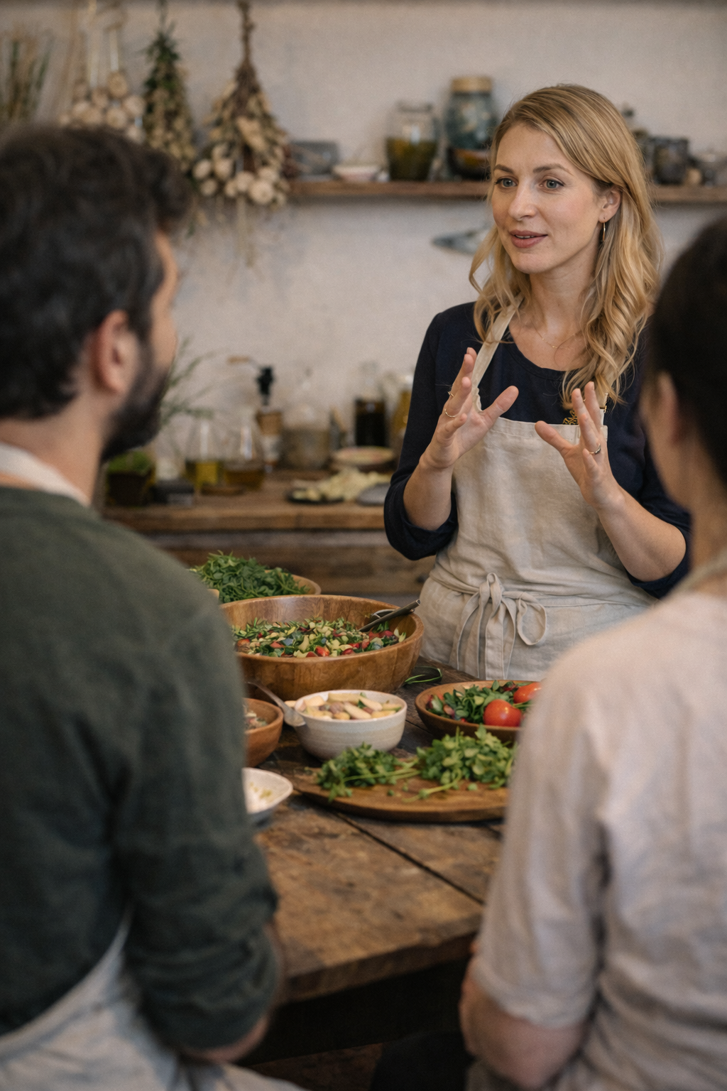 Atelier Aurâme illustrant la vision des ateliers de cuisine végétarienne libanaise à Strasbourg, autour du partage, de la transmission culinaire, des recettes libanaises végétariennes, des produits frais et de la convivialité