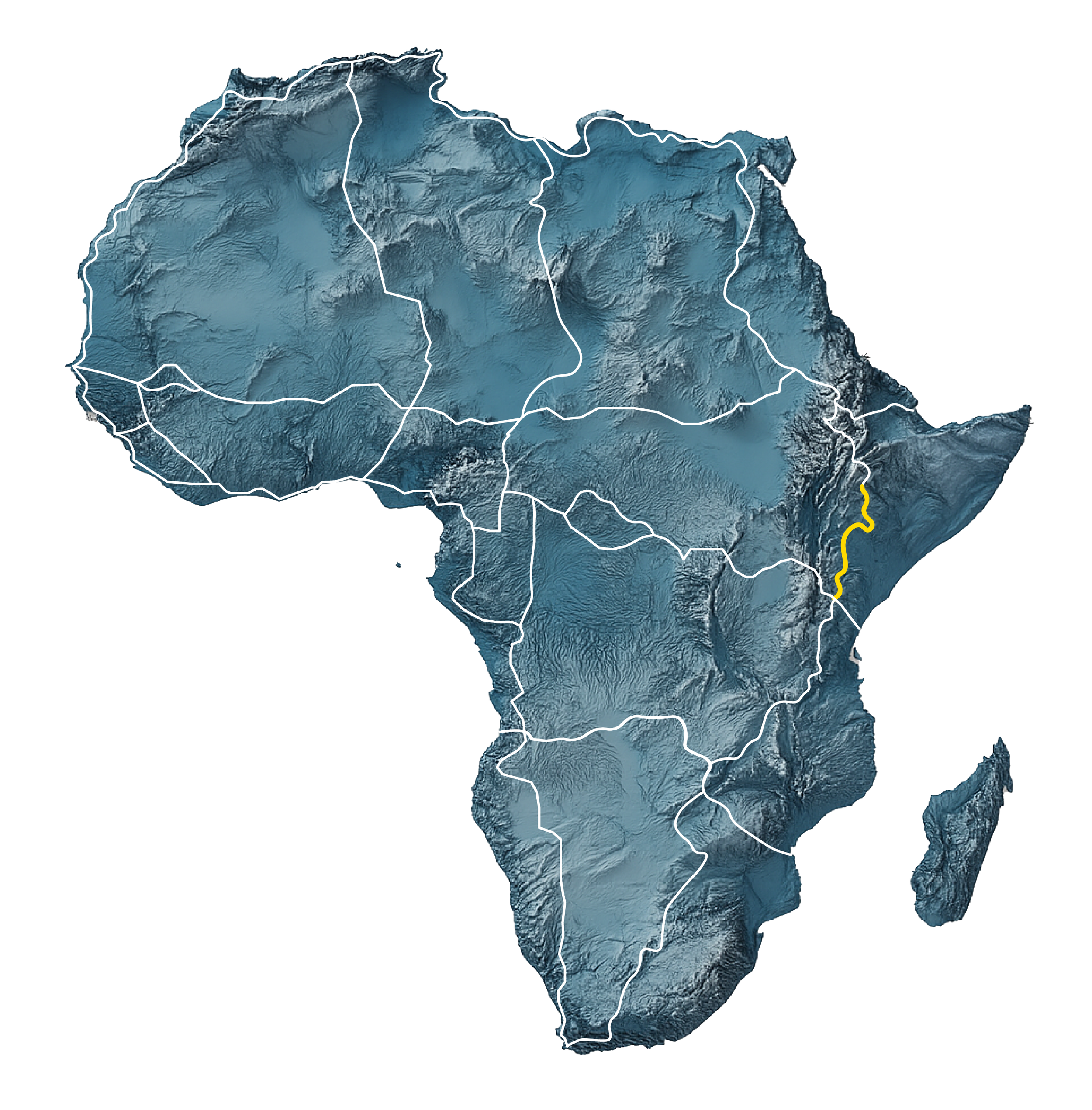 Trans-African Highway network map, 9 intercontinental highways.