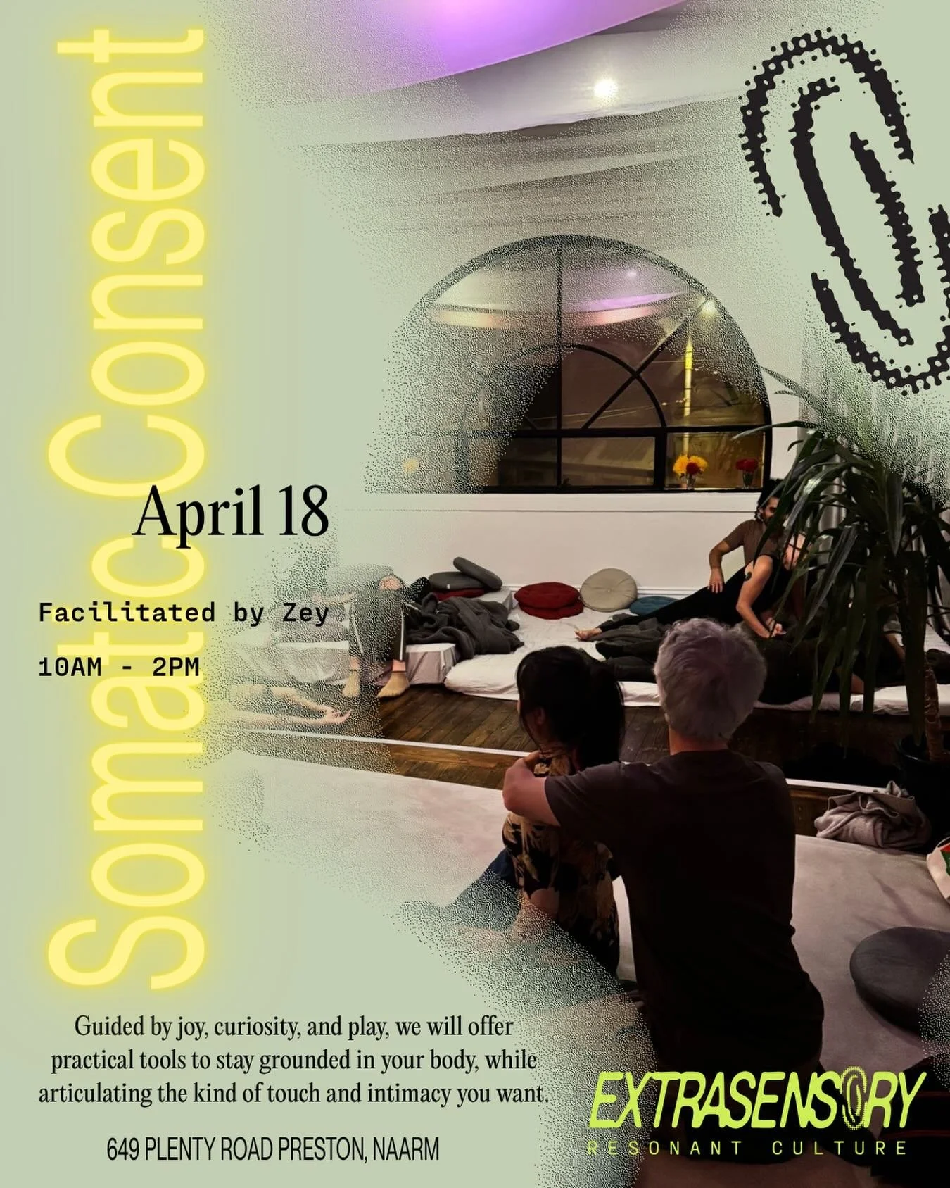 🌺 Join Zey this Sunday at @exs_space (649 Plenty Rd, Preston) from 10am to 2pm for a gentle Somatic Consent Workshop. 

🌺 Whether you&rsquo;re new to what somatic consent means, or you&rsquo;re a deep dive lover of consensual touch - this is a soft