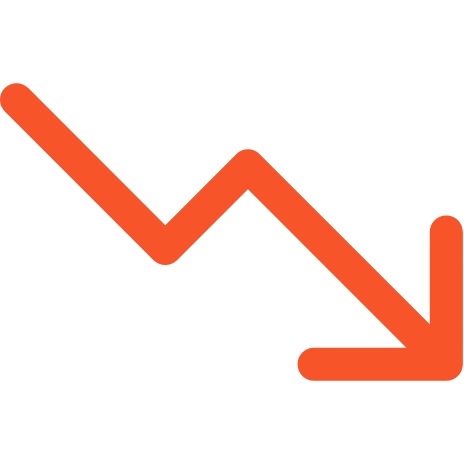 Grafico de línea descendente en color naranja