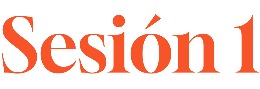 Texto que dice 'Sesión 1' en letras grandes y de color anaranjado.