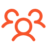 Icono de tres personas en color naranja.