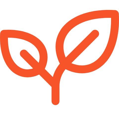 Icono de una planta con tres hojas estilizadas en color naranja.