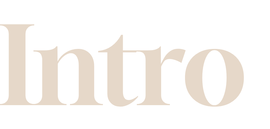 Texto que dice 'Intro' en letras grandes y beige sobre fondo negro.