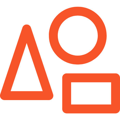 Iconos de de figuras geométricas en color naranja.