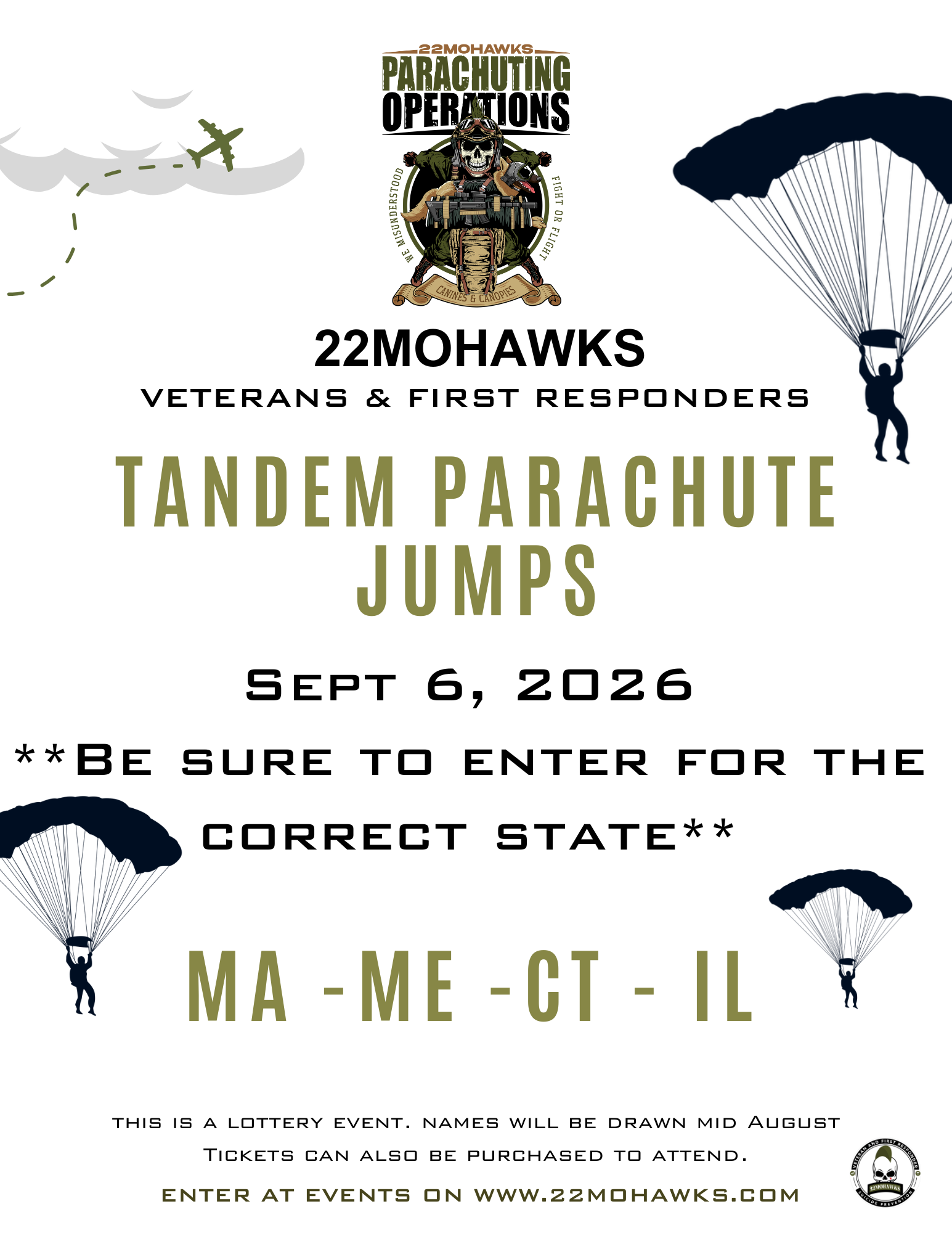 22Mohawks TANDEM JUMPS IN MA-ME-CT-IL