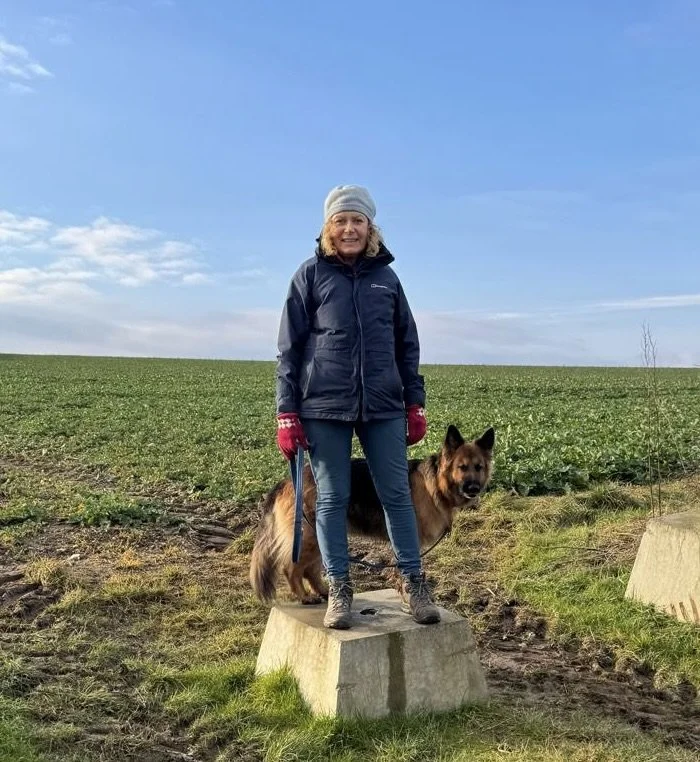 Deb Bennison with her German shepherd dog