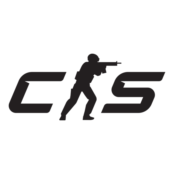A silhouette of a soldier aiming a rifle, positioned between the letters 'C' and 'S'
