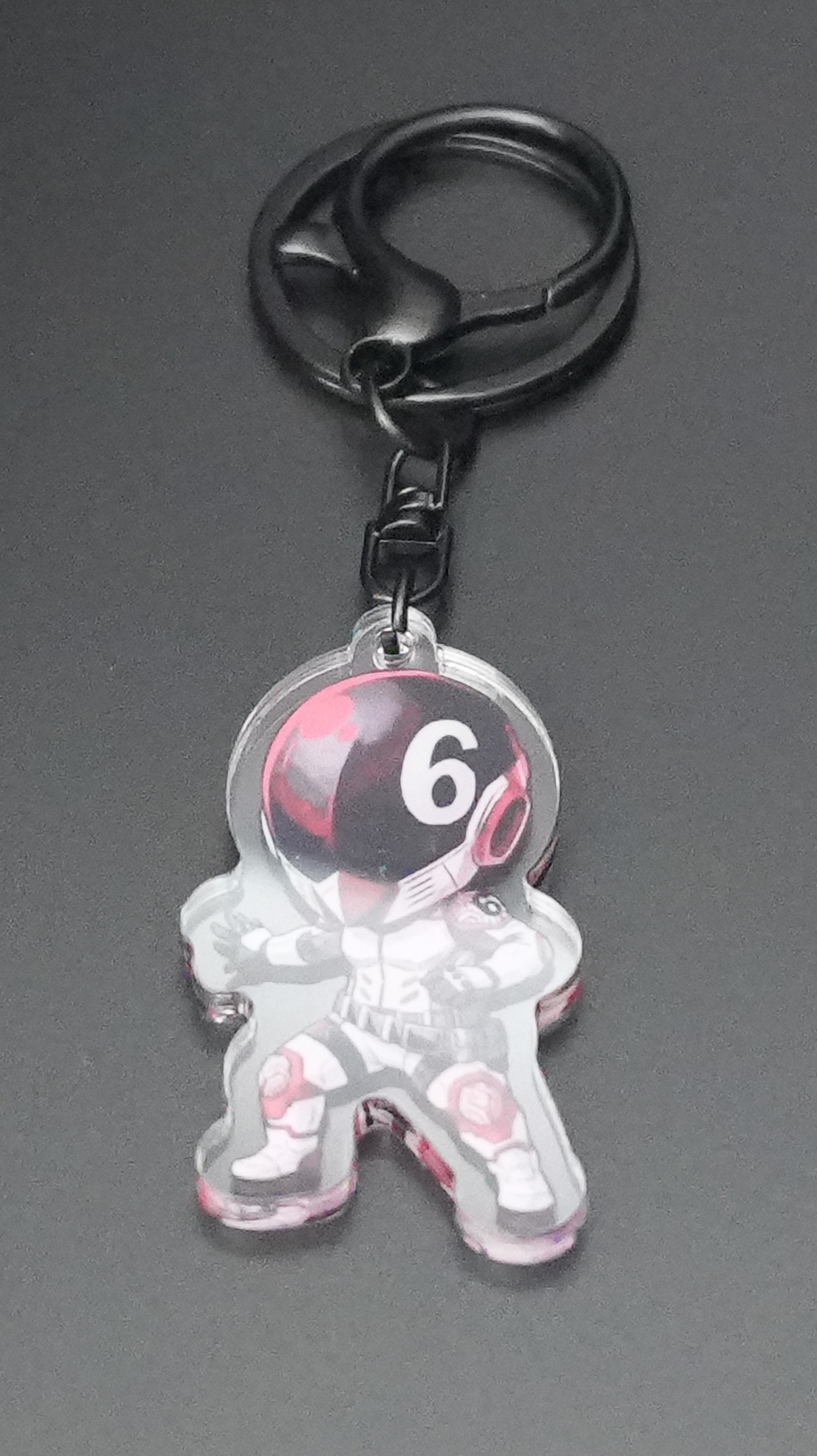 BLACK NUMBER 6 KEYCHAIN.JPG