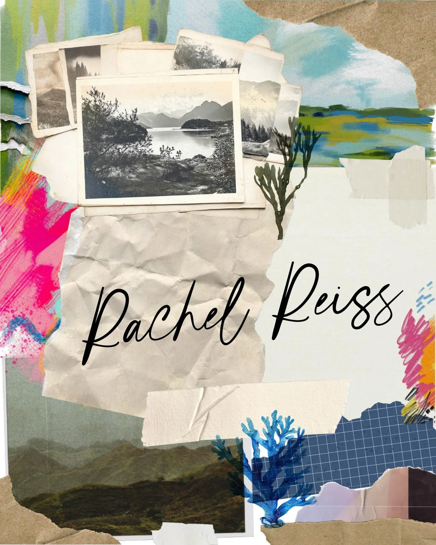 A love letter to collage ✂️✨
Clean layouts, layered textures, vintage photographs, and hand-drawn doodles - designed to feel thoughtful, tactile, and timeless 🤍 we also included a lot of sea elements and seascapes to fit with Rachel&rsquo;s book. An