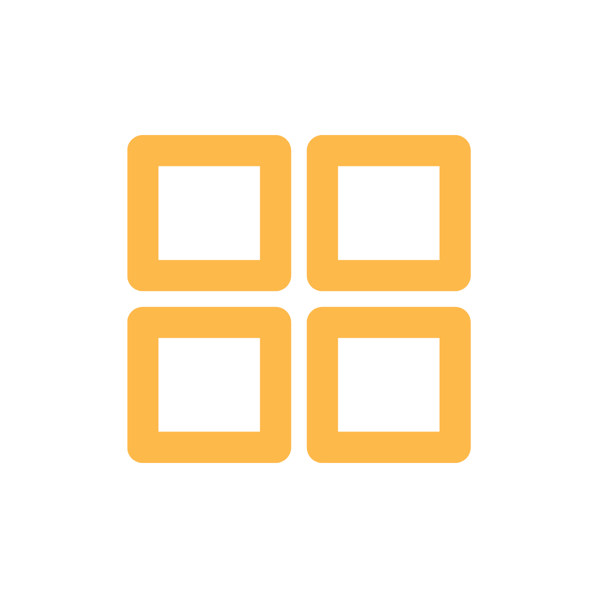Geometric drawing of an outline square with sections divided by vertical, horizontal, and half circle lines.