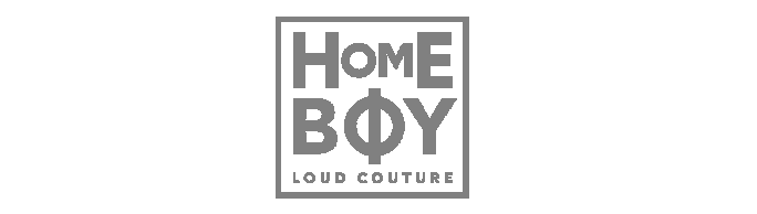 Logo for Home Boy Loud Couture with text in a square outline.