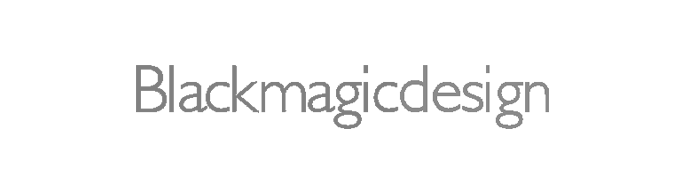 Blackmagic Design logo on a black background.
