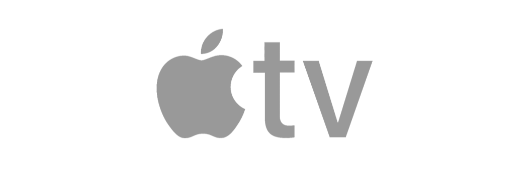 Black background with gray Apple logo and text "tv"