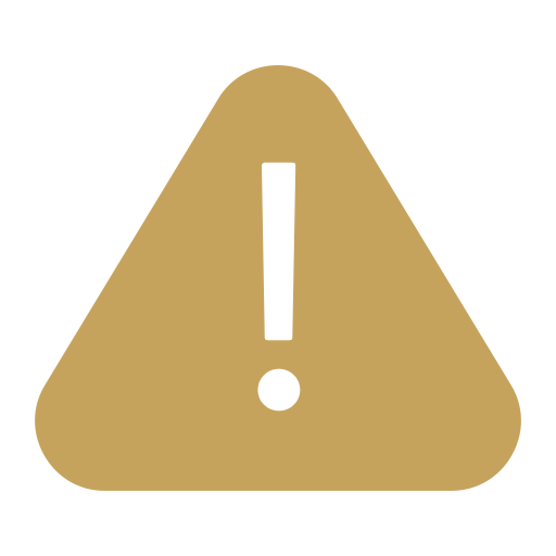 Warning icon with a beige triangular background and white exclamation mark in the center.