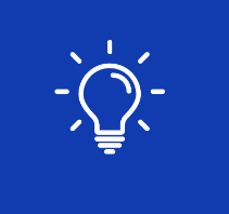 Light bulb icon on blue background