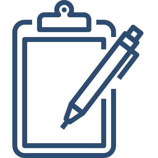 Grafik eines Dokuments mit einem Stift, symbolisiert Notizen oder Schreiben.