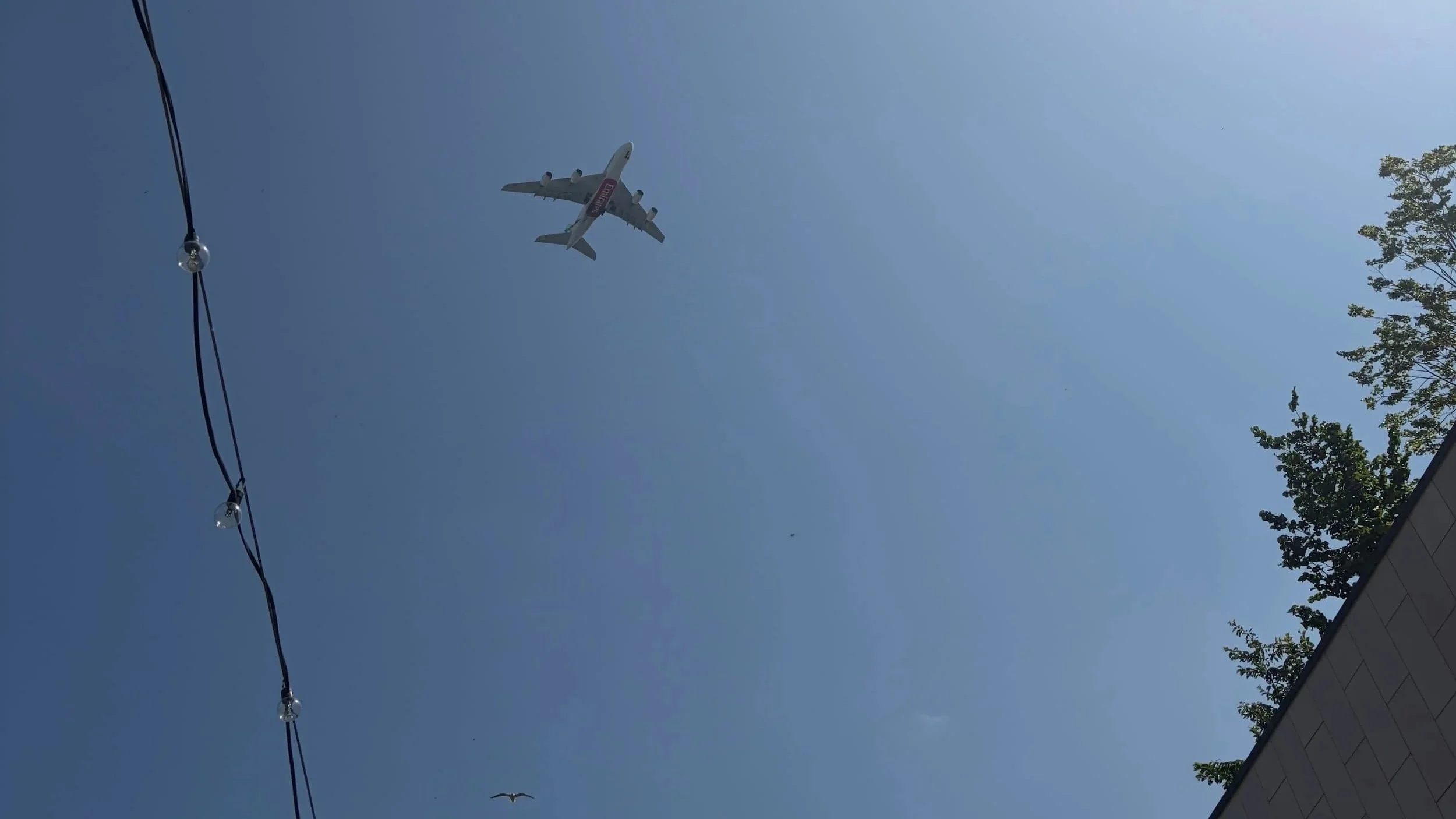 Plane flying over Viaduct Park in Stockport