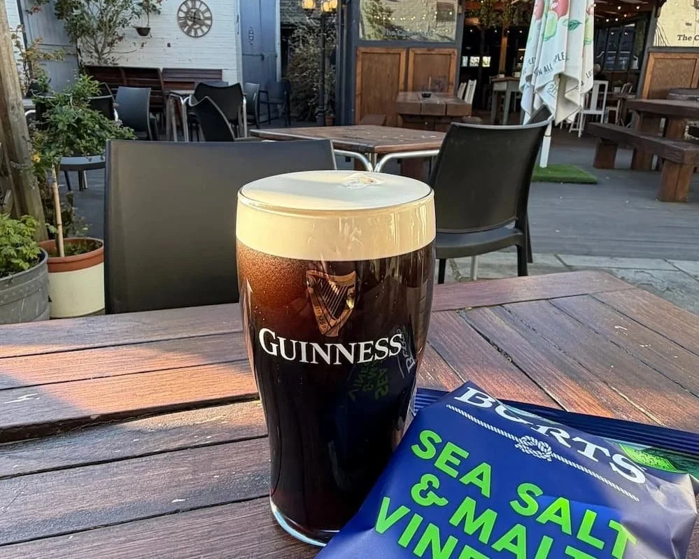 Pint of Guinness in the Arden Arms Beer Garden, Stockport