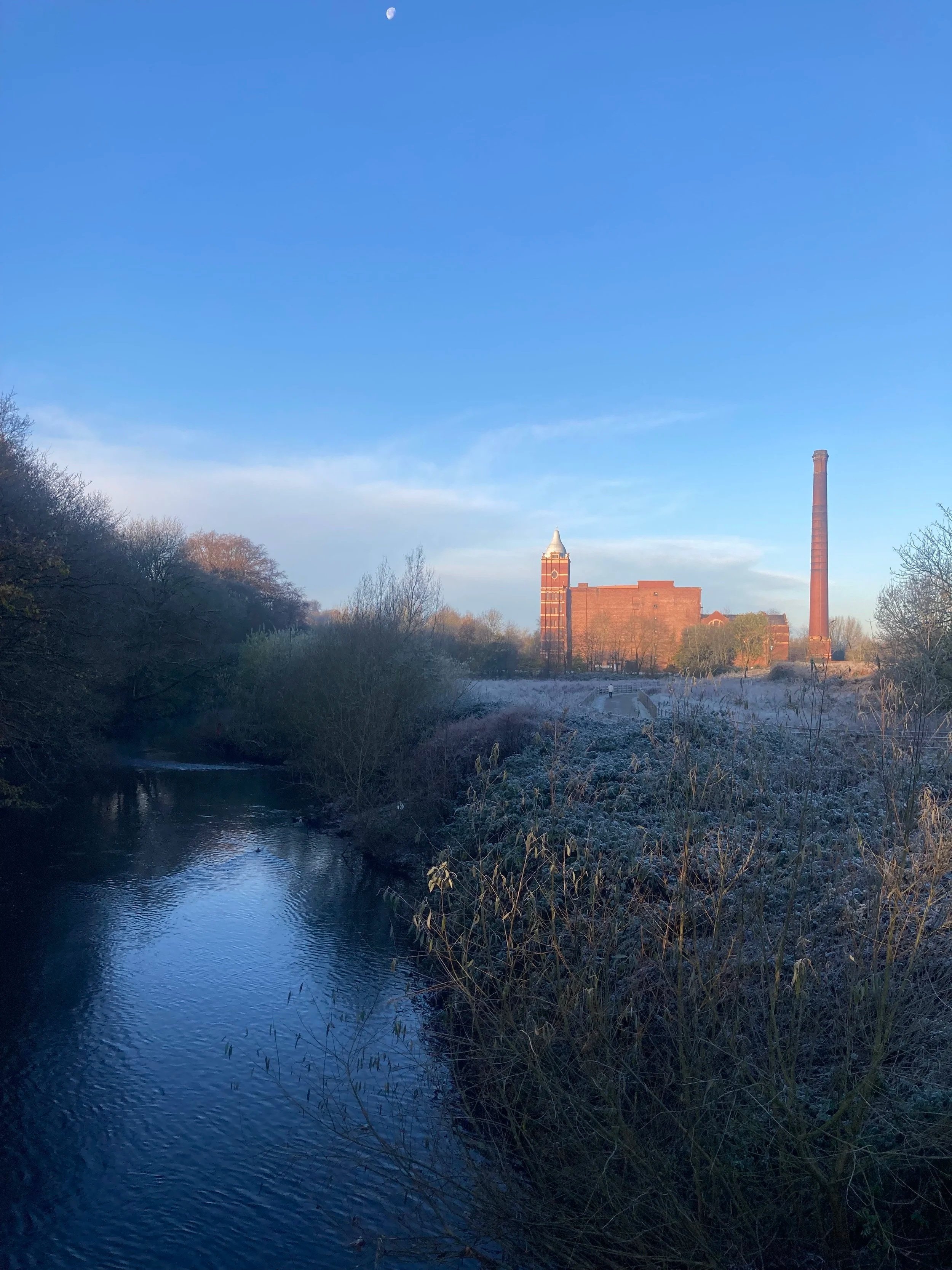 View of Pear Mill from Arden Bridge, Woodbank Park, Stockport