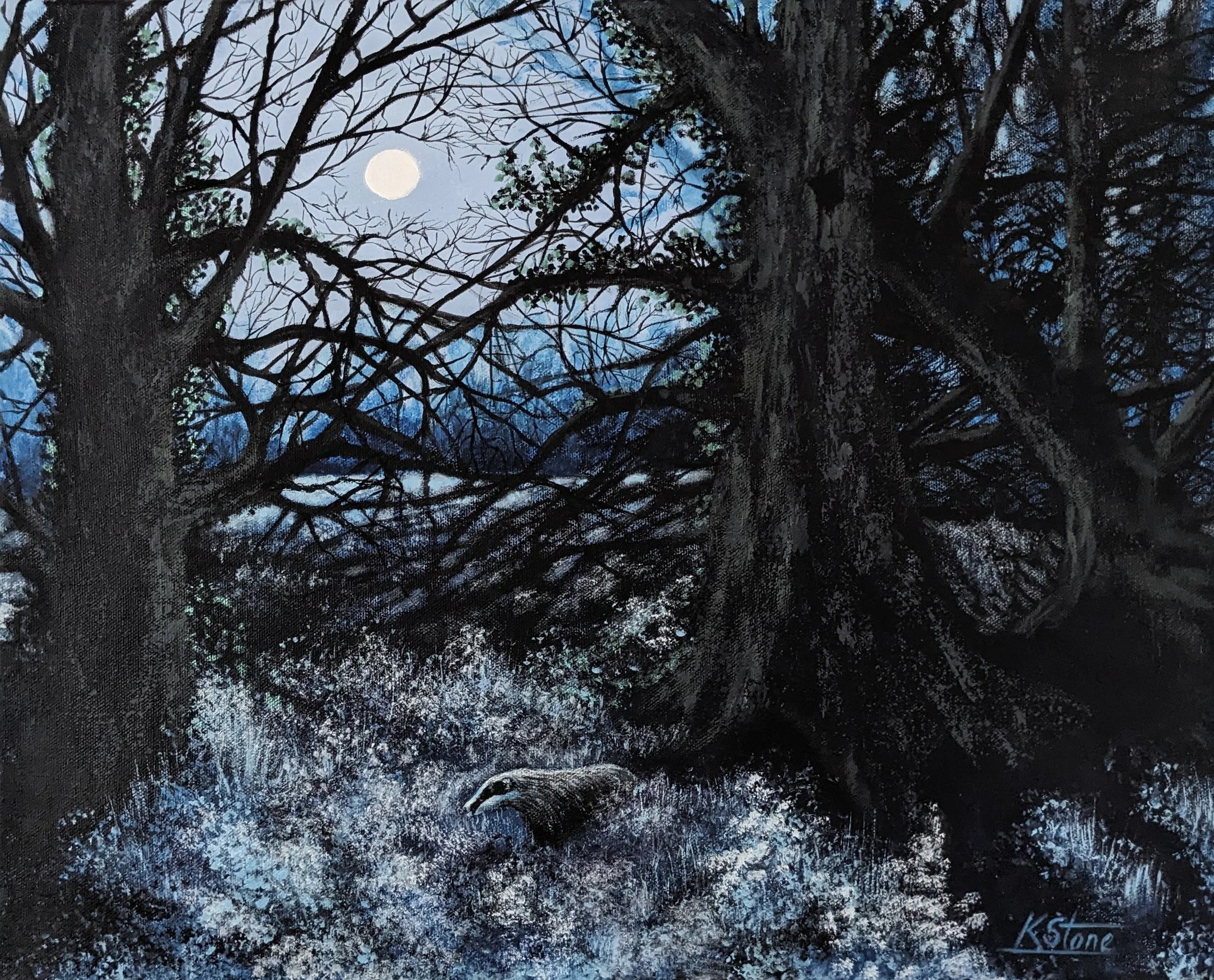 "Badger Wood", Acrylic Painting on canvas, 16" x 20"