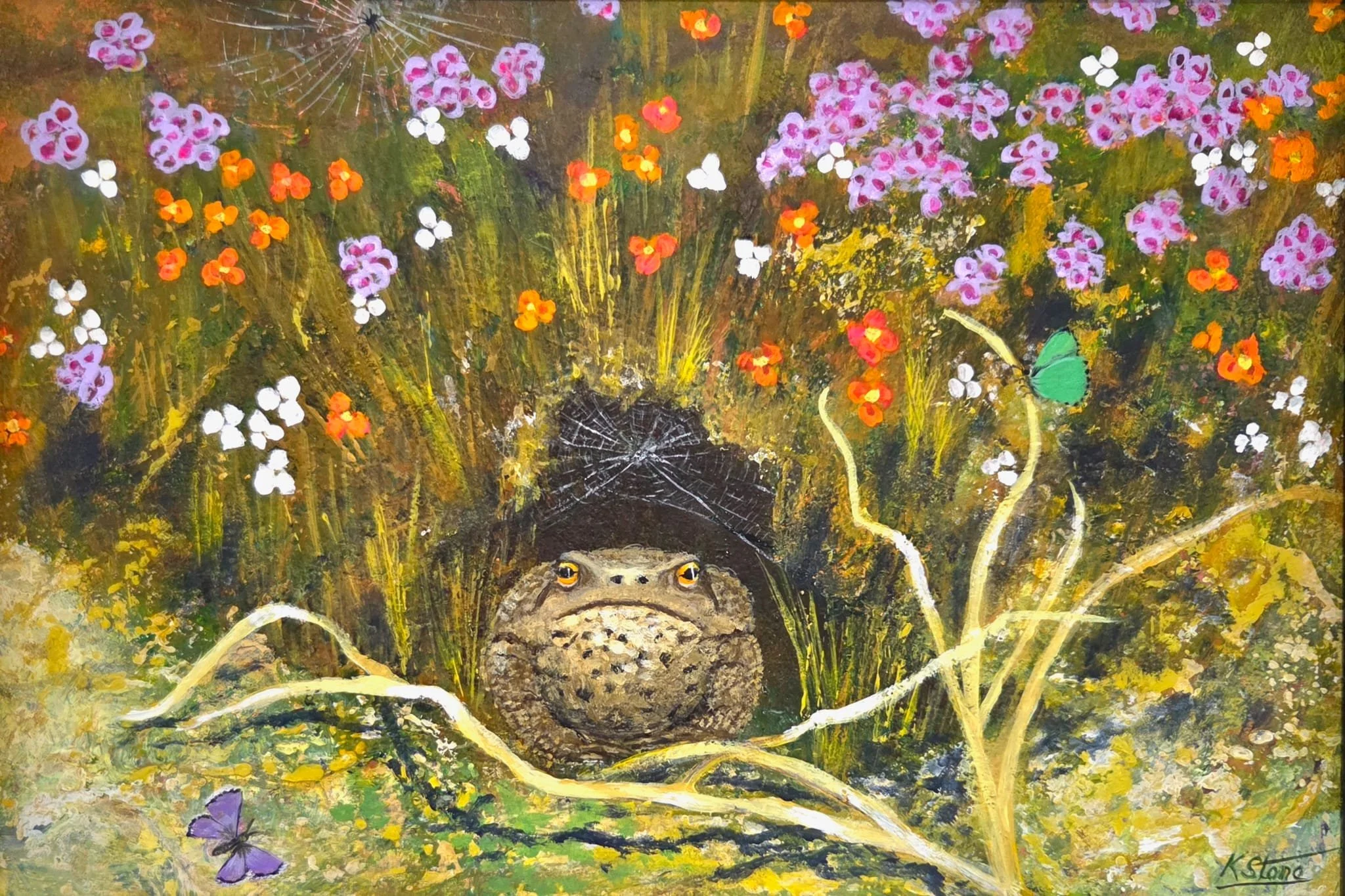 "Mr Toads Magnificent Home", Acrylic Painting on board, 26cm x 35cm
