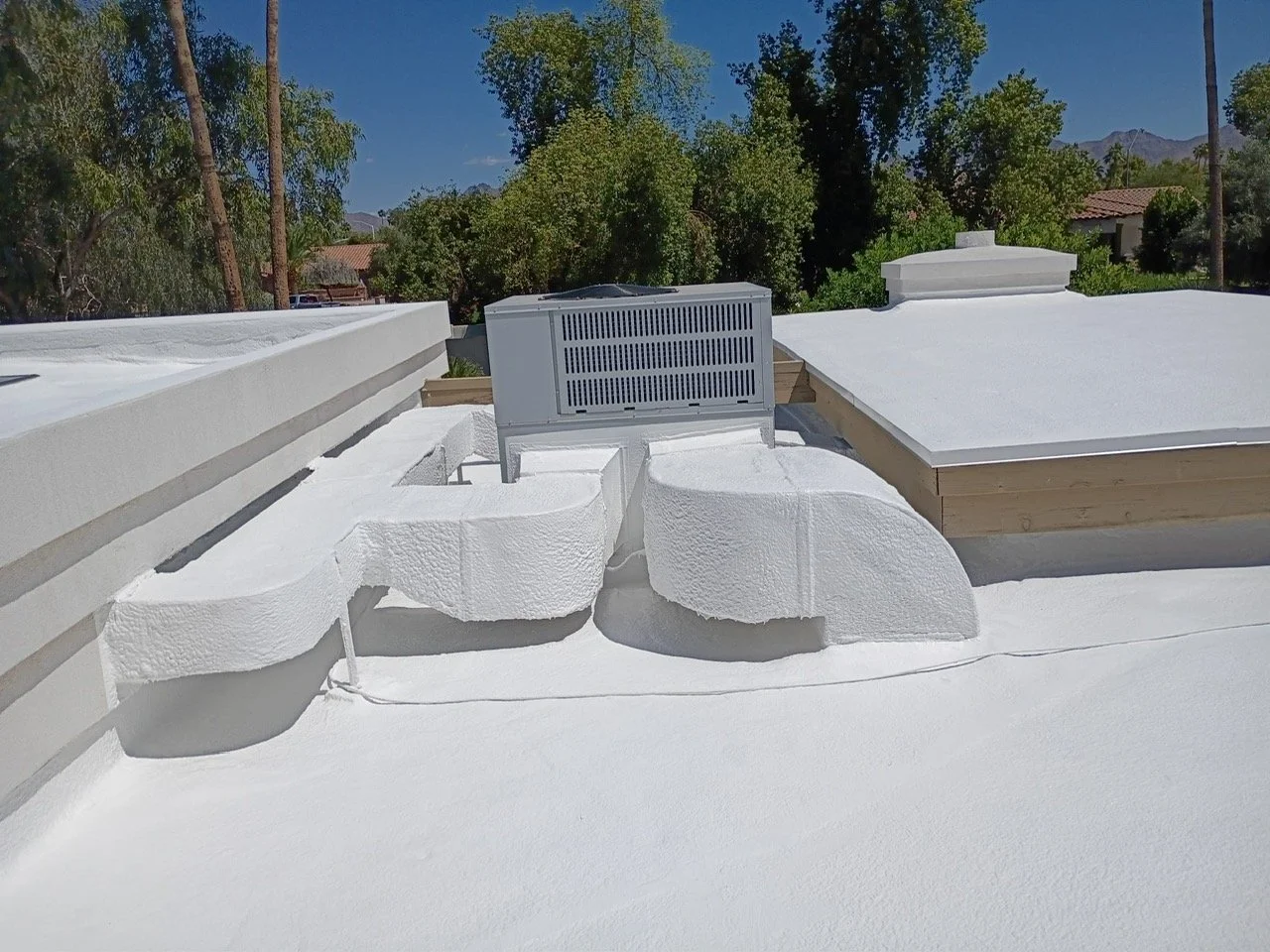 Clean Flat foam roof on a residential home in the Phoenix Valley