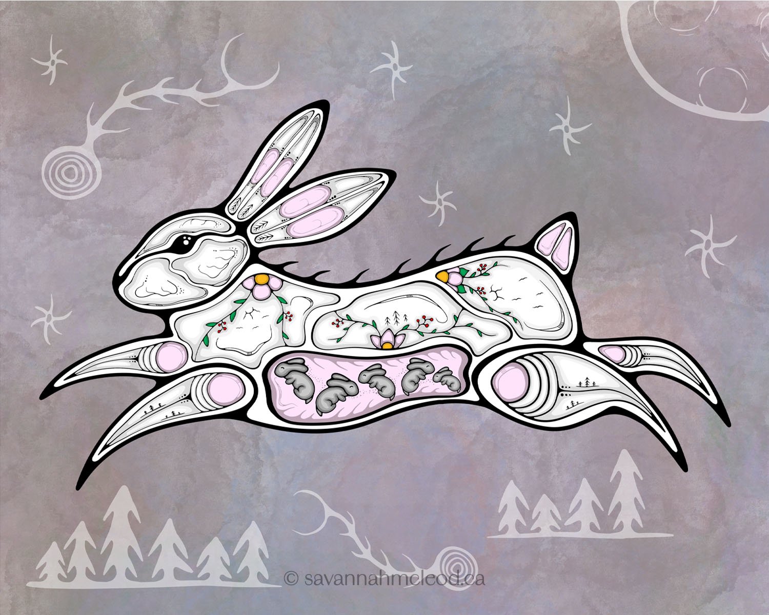 Mama Rabbit and Babies - Art Print
