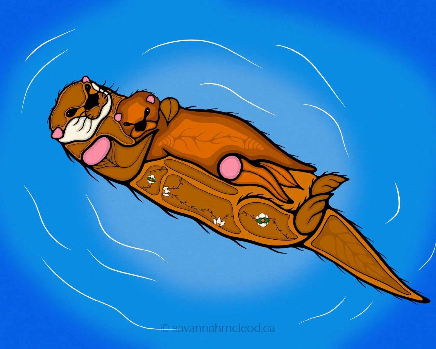 Mama Otter and Baby - Art Print