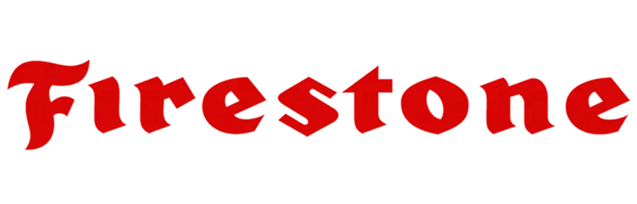 The logo for Firestone, featuring the brand name in bold red letters with a black underline on a white background.
