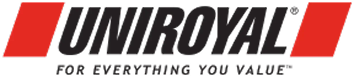 Uniroyal logo with black and red text and red brackets, and the tagline 'For Everything You Value'.