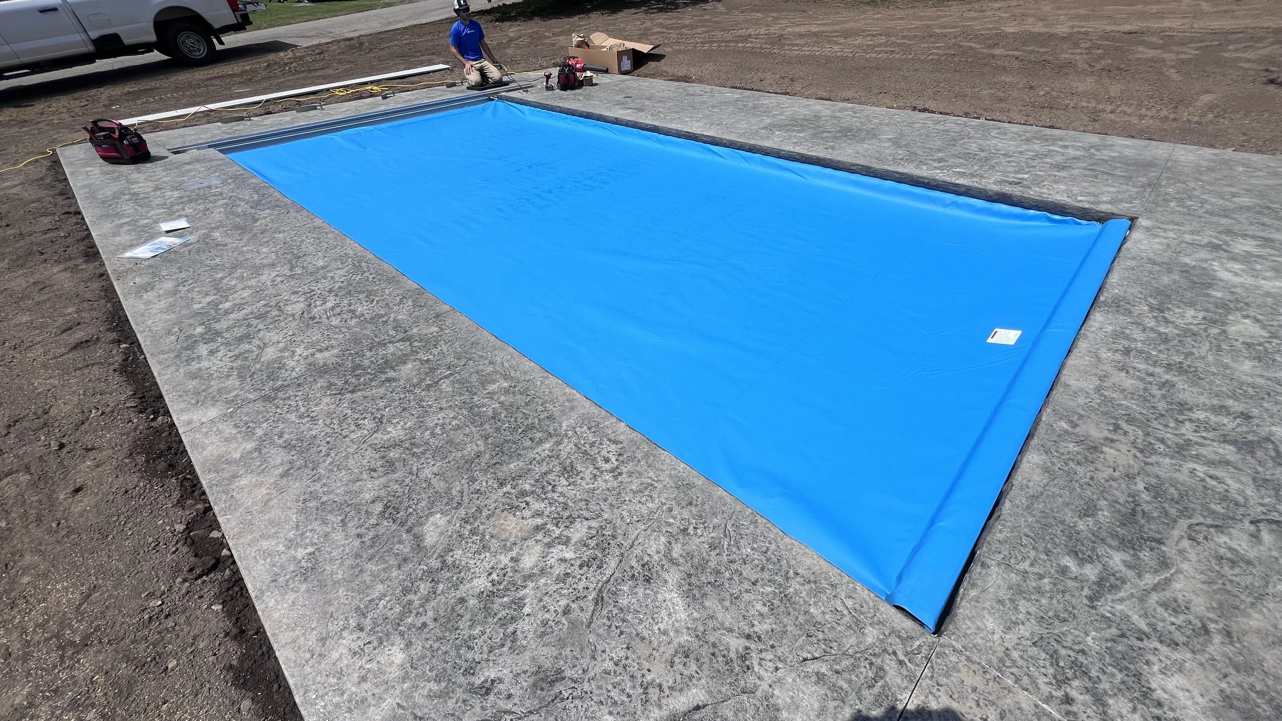 Professionally installed automatic pool cover in Western PA.