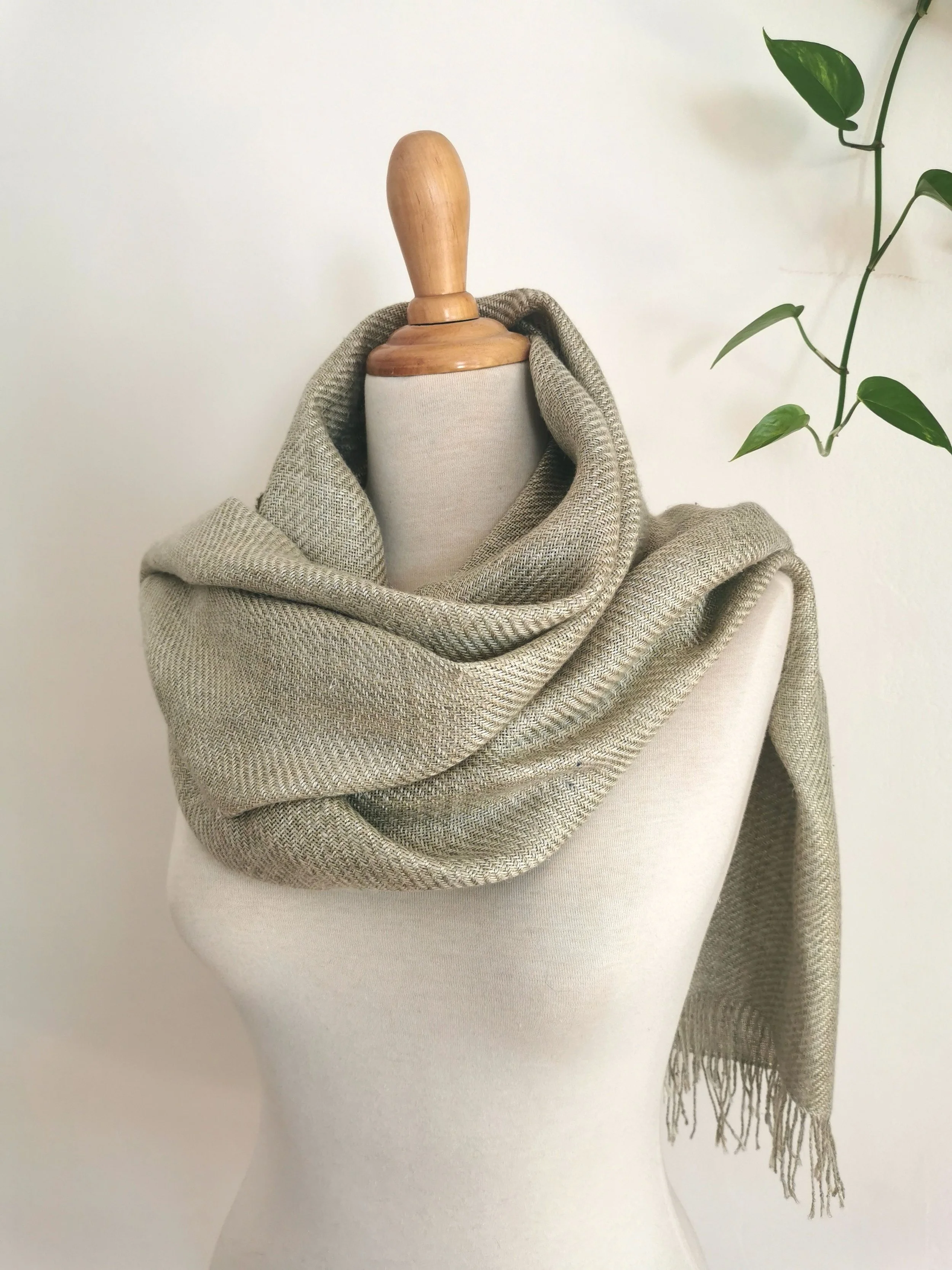 Sauge — Echarpe en soie et lin