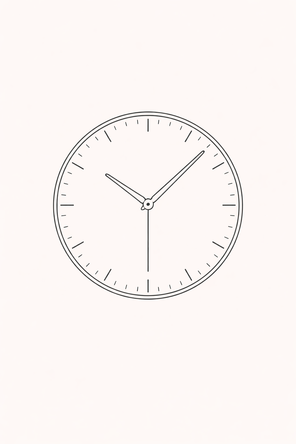 Simple round wall clock showing the time as 9:08 with minute and second hand, on a plain light background.