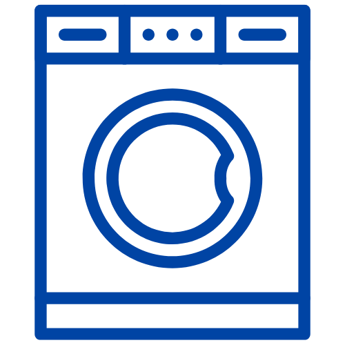 Symbolischer Waschmaschinen-Icon in Blau.