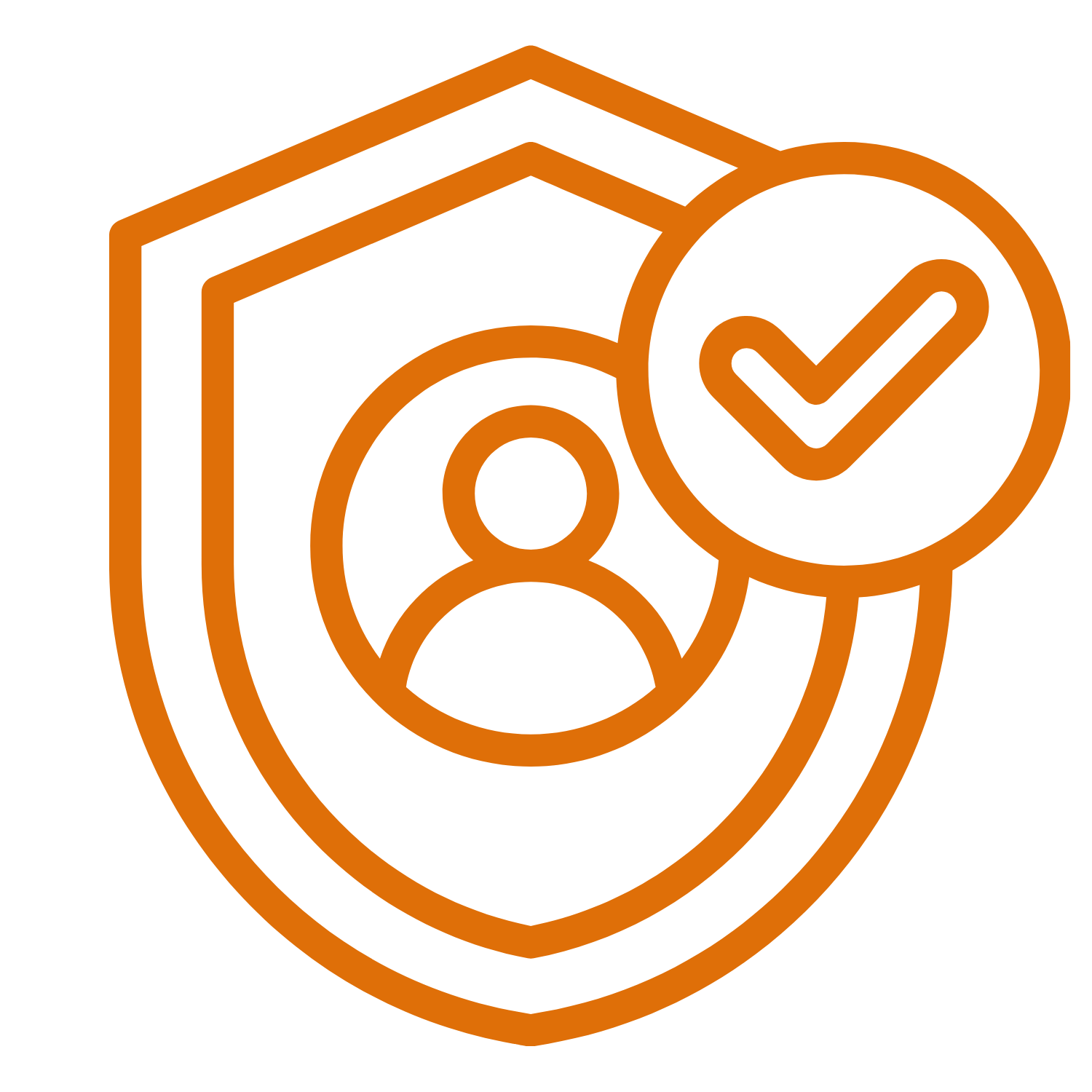 Icon of a user profile with a checkmark, representing verified or approved user account.