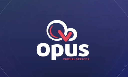Opus Virtual Offices logo with a stylized cloud and check mark on a dark blue background.