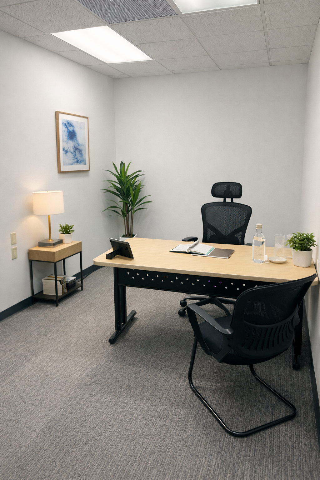 A Modern Empty Private Office Staged | Workspace for rent Near Me | Jacksonville FL