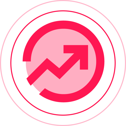 Icône graphique representant le progrès qu'une entreprise aura travaillant avec ManagementAndRun.